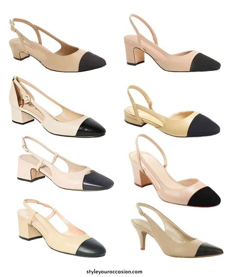 chanel two-tone slingback|chanel slingback size chart.